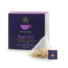 "Night Owl - Herbal Tea" sounds like a calming and cozy tea blend